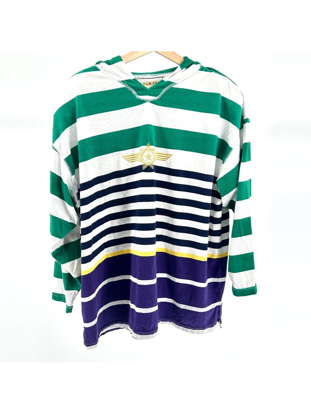 Vintage 90s Folette Signature Green White Striped Hoodie